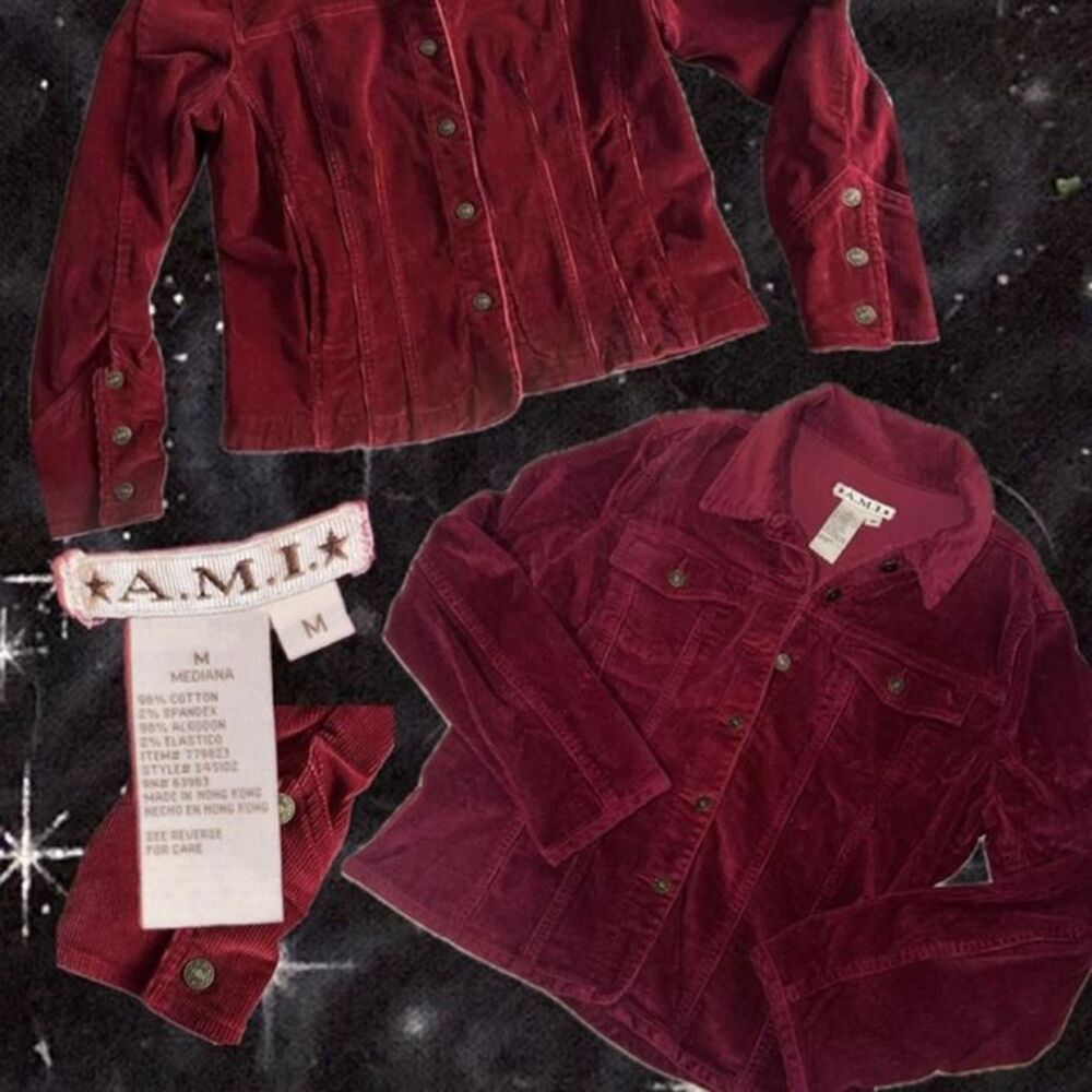 A.M.I. Burgundy Corduroy Jacket - Picture 2 of 2